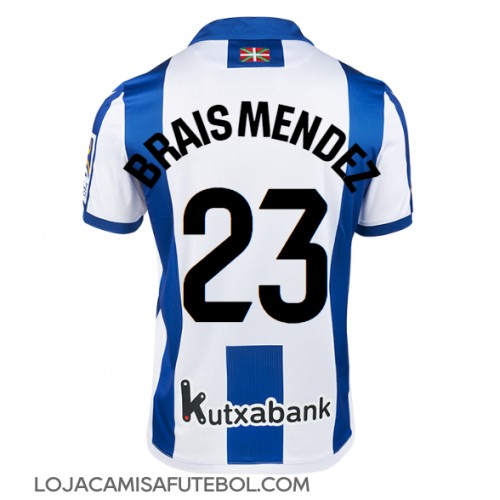 Camisa de Futebol Real Sociedad Brais Mendez #23 Equipamento Principal 2024-25 Manga Curta